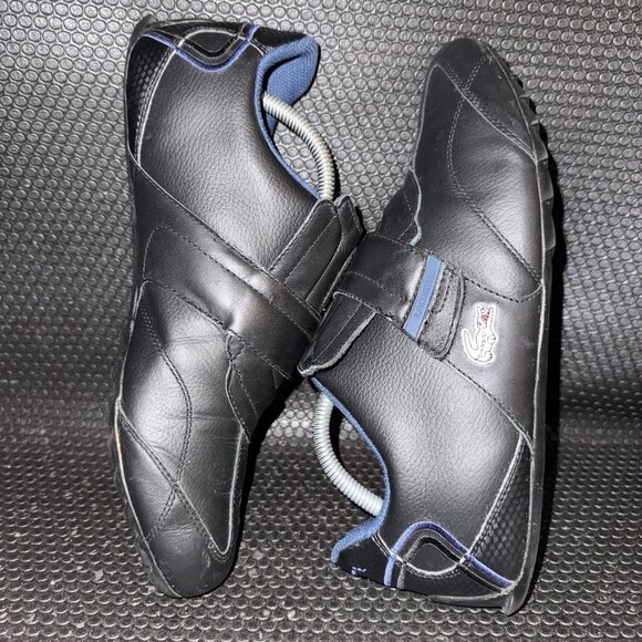 Lacoste Swerve SU SPM Black Leather Blue Sport Book And Loop Shoes Men’s Size 10 - Picture 4 of 8